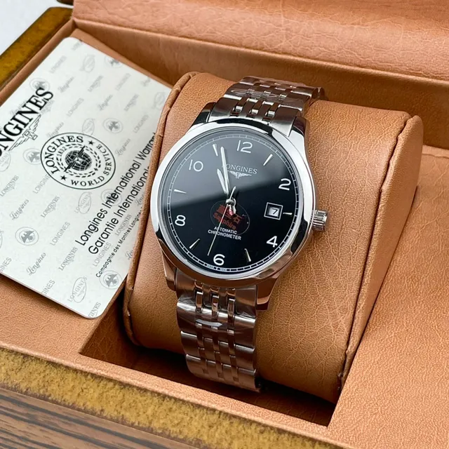 Longines Black Silver Classic Dress Dial Mechanical Watch 2
