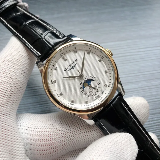 Longines Master Collection Moonphase White Dial Brown Leather Mechanical Watch 8