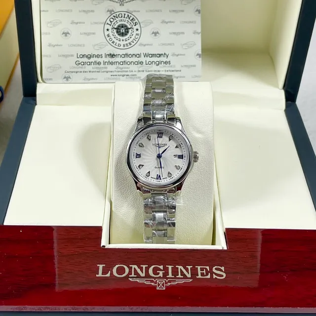 Longines Silver Blue Guilloché Dial Roman Numerals Quartz Watch 4