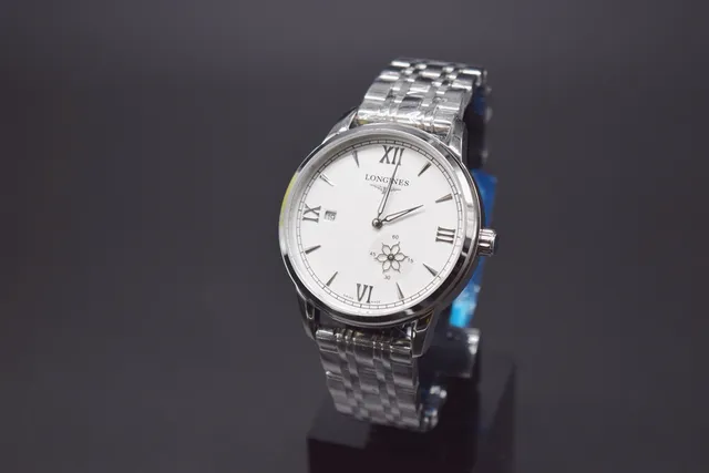 Longines Silver White Stainless Steel Dial Mechanical Watch 8