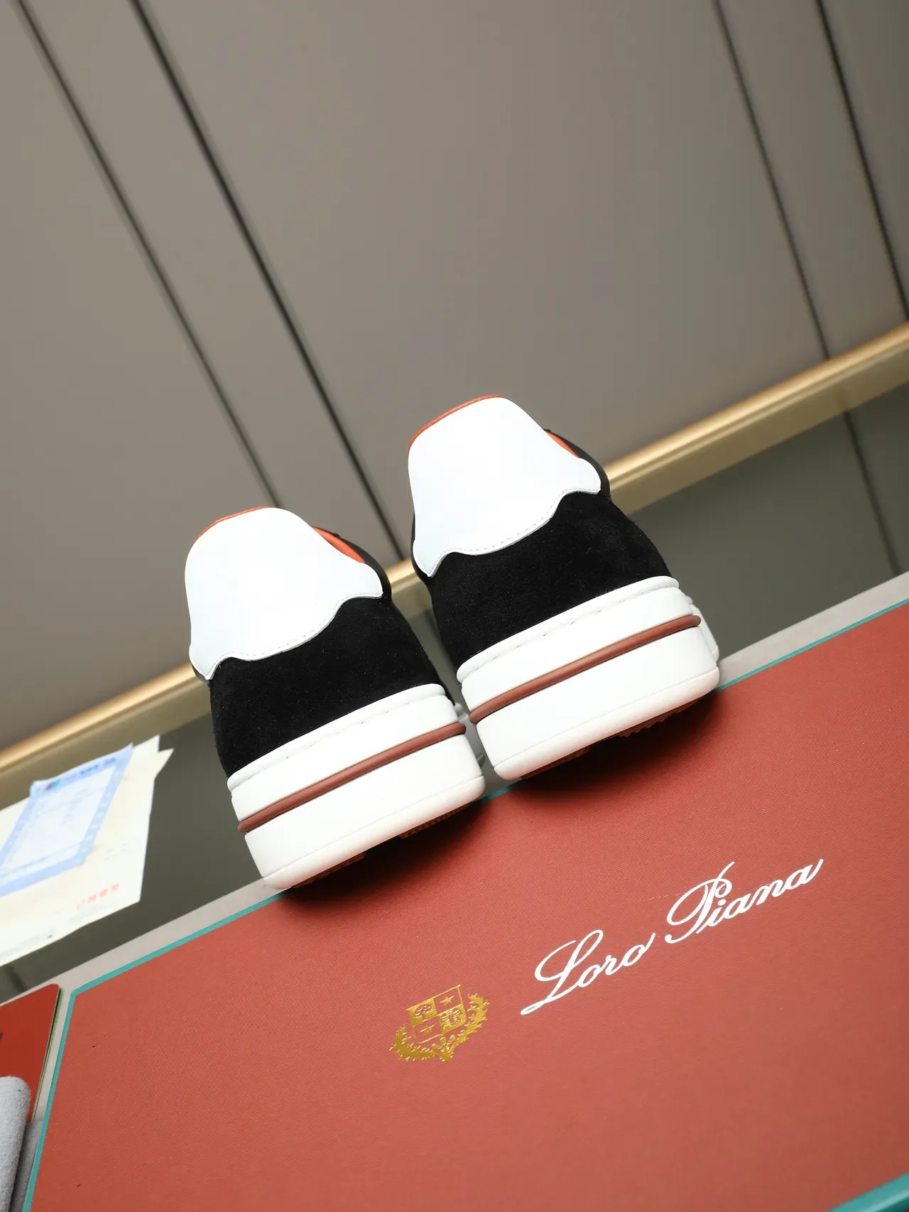 Loro Piana Black White Mixed-Material Upper Platform Sole Sneakers 3