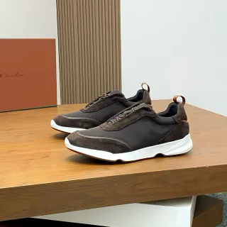 Loro Piana Brown and Black Suede Slip-On Lifestyle Sneakers