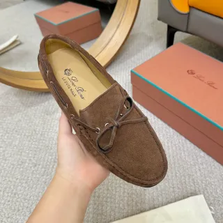 Loro Piana LP Dots Walk Brown Suede Loafers