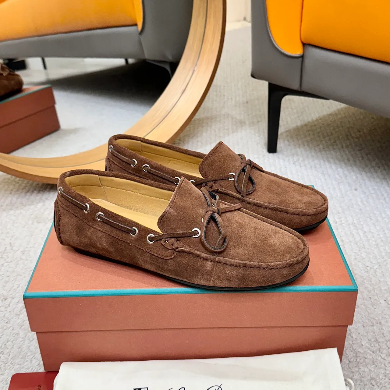 Loro Piana LP Dots Walk mocassins de camurça marrom 4