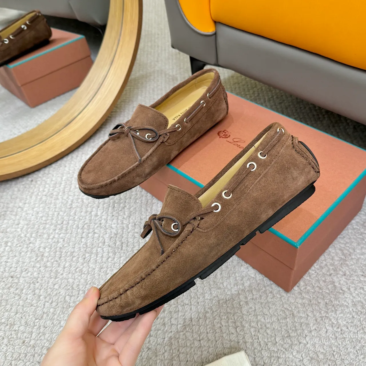 Loro Piana LP Dots Walk mocassins de camurça marrom 5