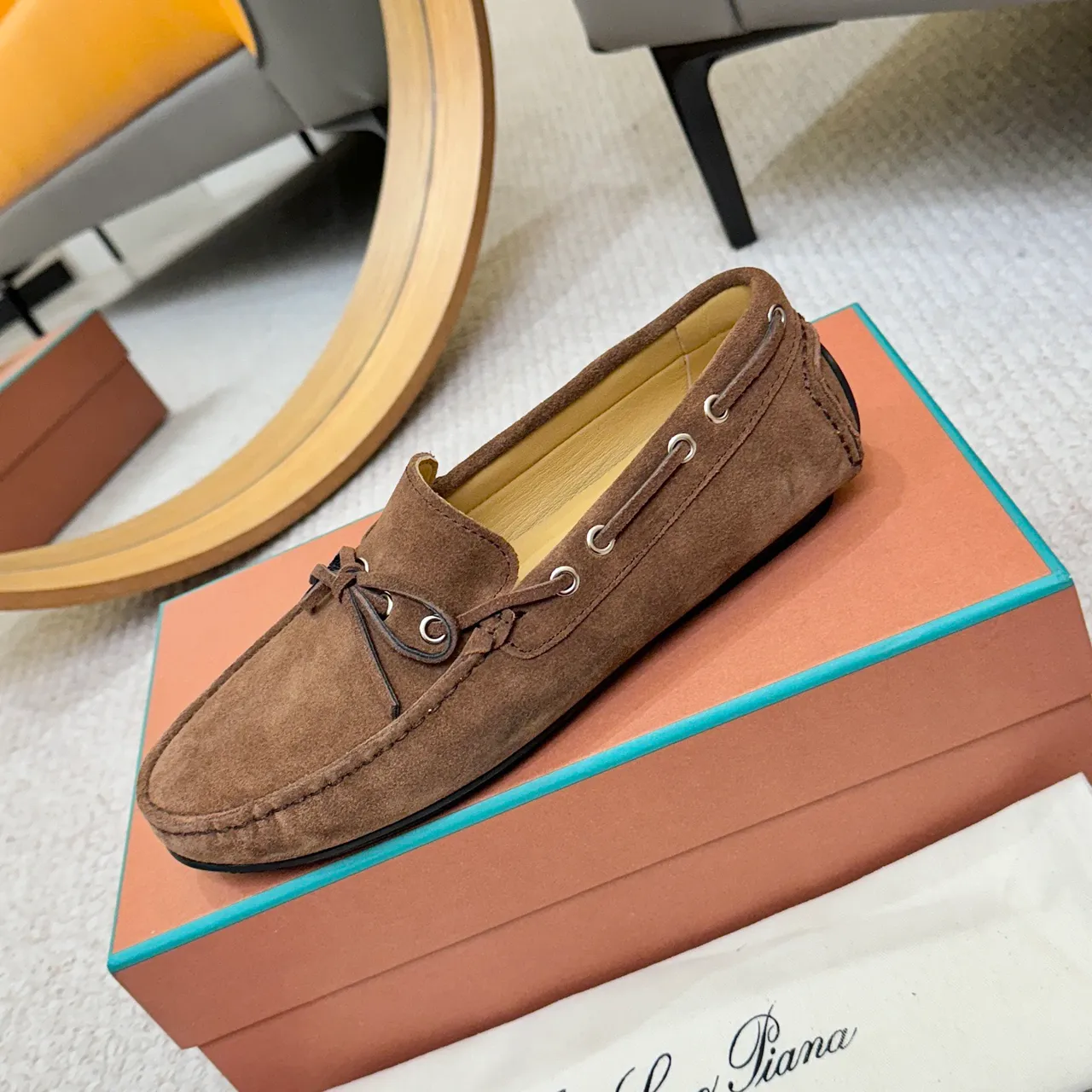 Loro Piana LP Dots Walk mocassins de camurça marrom 6
