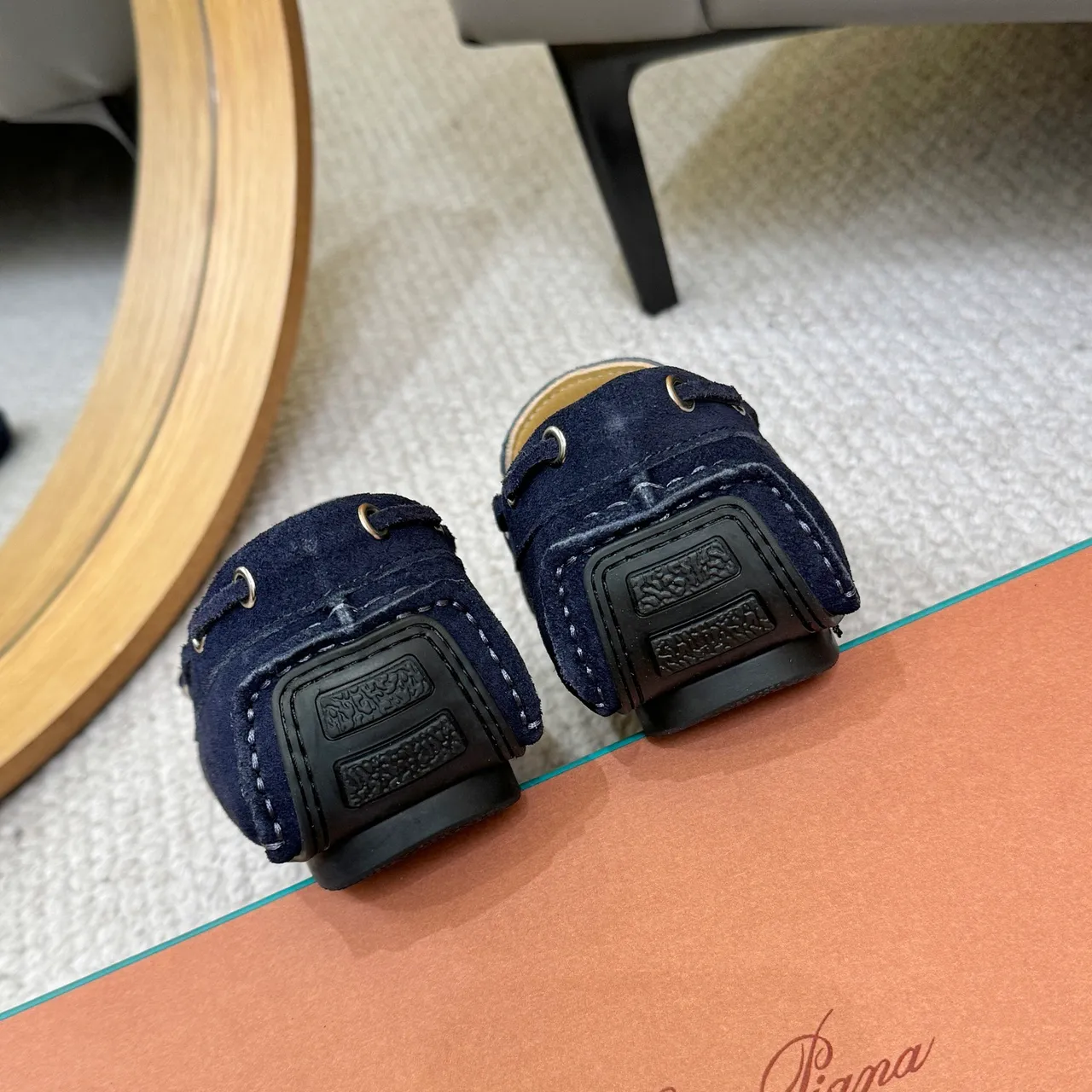 Loro Piana LP Dots Walk Navy Suede Boat Shoes 9