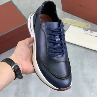 Loro Piana Summer Walk Navy Leather Loafer