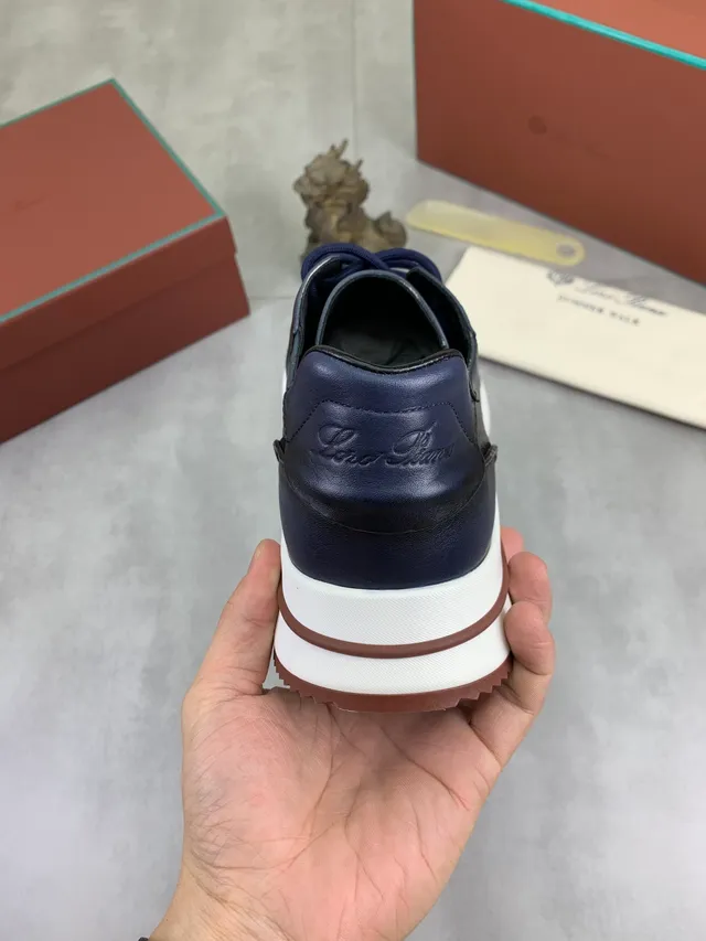 Loro Piana Passeio de Verão Mocassim de Couro Navy 3