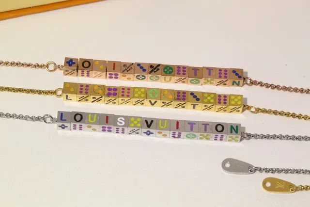 Louis Vuitton Alphabet Multicolor Gold Block-Charm Enamel-Detail Bracelet 5