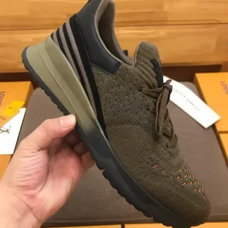 Louis Vuitton Verde Militar Negro Tejido Superior Capa Suela Media Estilo de Vida Sneakers