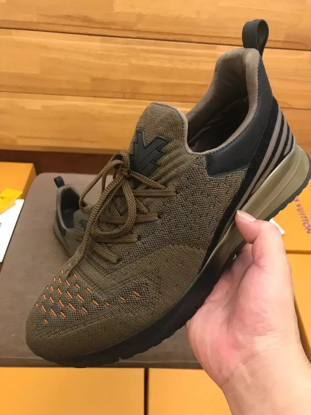 Louis Vuitton Army Green Black Knit Upper Layered Midsole Lifestyle Sneakers 4