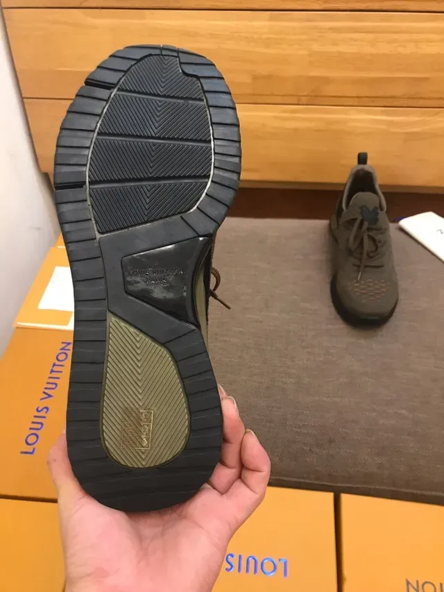 Louis Vuitton Army Green Black Knit Upper Layered Midsole Lifestyle Sneakers 5