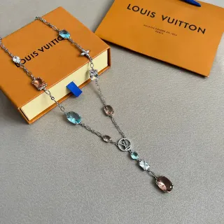 路易威登不对称多宝石LV标志项链