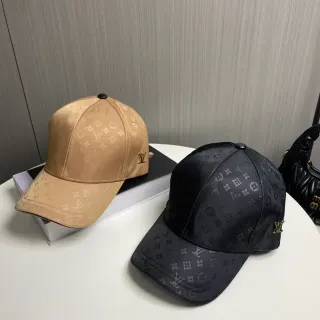 Louis Vuitton Beige Black Monogrammed Fabric Metallic Side Logo Baseball Cap