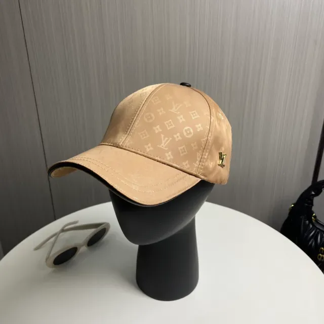 Louis Vuitton Beige Black Monogrammed Fabric Metallic Side Logo Baseball Cap 2
