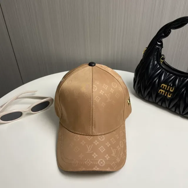 Louis Vuitton Beige Black Monogrammed Fabric Metallic Side Logo Baseball Cap 3