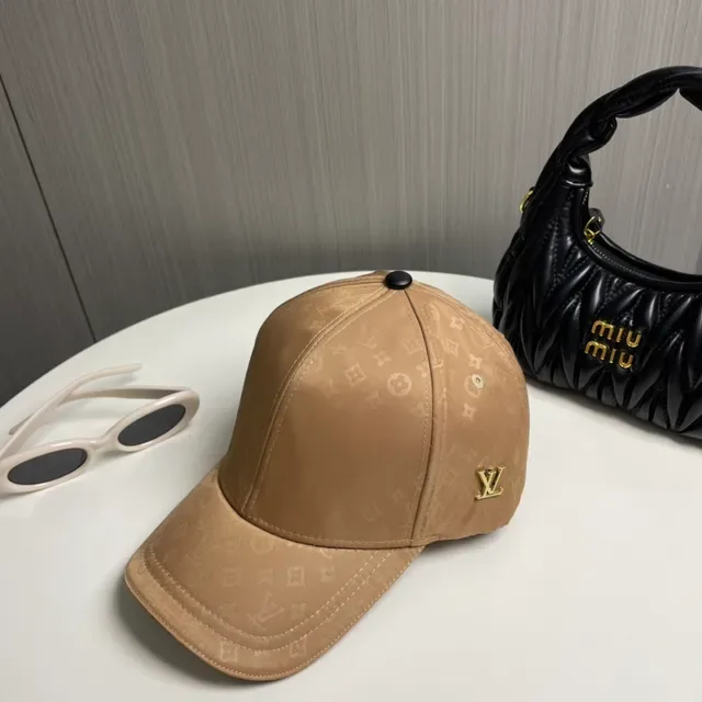 Louis Vuitton Beige Black Monogrammed Fabric Metallic Side Logo Baseball Cap 7