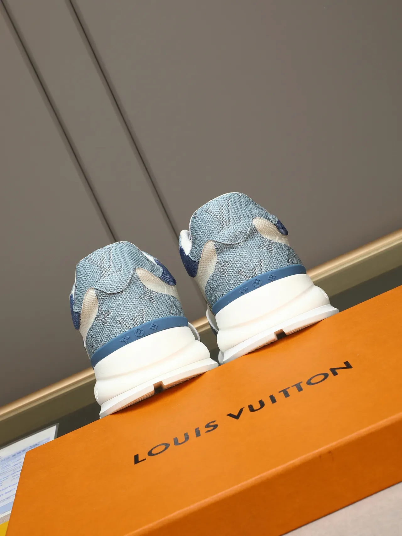 Louis Vuitton Beige Blue Monogrammed Overlay Mesh And Textured Panel Construction Chunky Sneakers 3