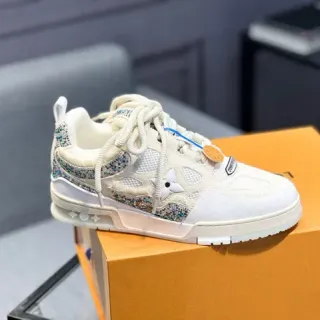 Louis Vuitton Beige Multicolor Chunky Low-Top Crystal-Embellished Lifestyle Sneakers