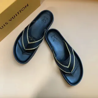 Louis Vuitton Negro Beige Suela de Goma Moldada Correa de Tirita de Tela Sandalias