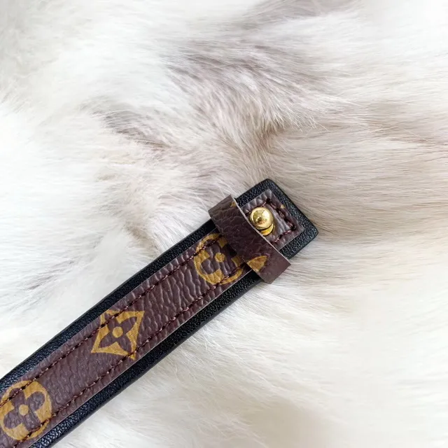Louis Vuitton Black Brown Double-Layer Leather Monogram Canvas Interior Bracelet 3
