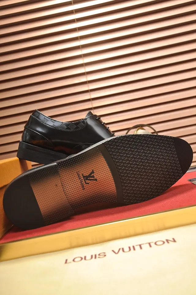 Louis Vuitton أحذية أكسفورد أسود Damier منقوش 4