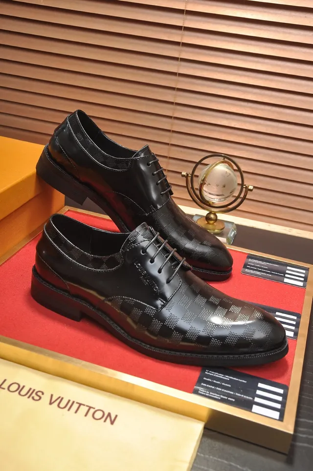 Louis Vuitton أحذية أكسفورد أسود Damier منقوش 5
