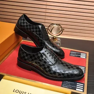 Louis Vuitton Black Damier Graphite Patent Leather Cap-Toe Oxford Shoes