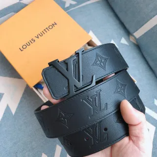 Louis Vuitton Black Embossed Monogram Matte Hardware Leather Belt