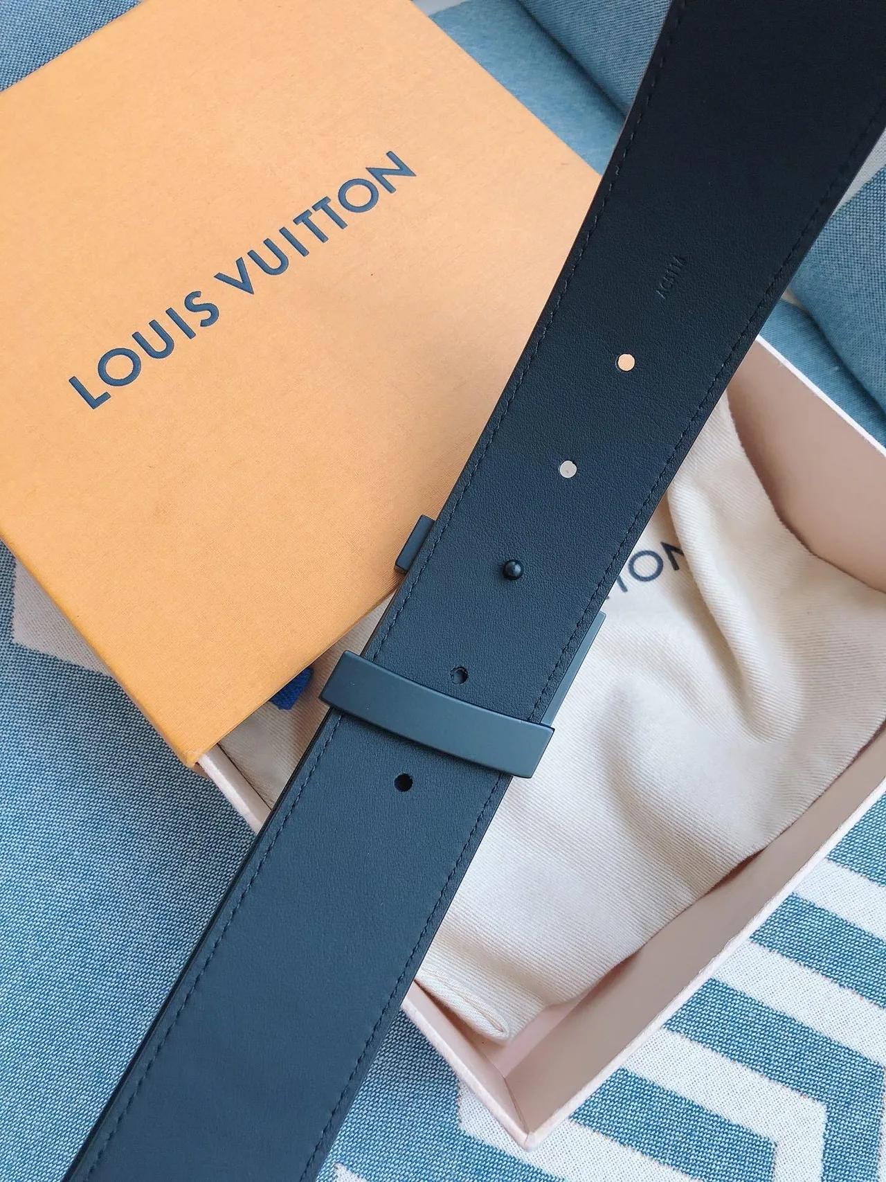 Louis Vuitton Black Embossed Monogram Matte Hardware Leather Belt 4