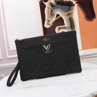 Louis Vuitton Black Gold Embossed Monogram Empreinte Leather LV Turn-Lock Clasp Wristlet