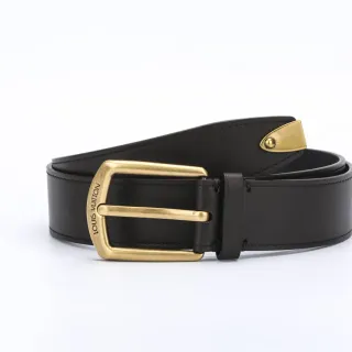 Louis Vuitton Black Gold Smooth Antique Brass Buckle Leather Belt