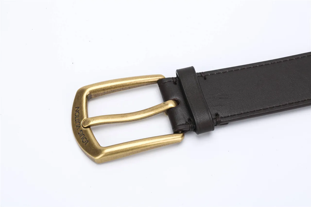 Louis Vuitton Black Gold Smooth Antique Brass Buckle Leather Belt 10