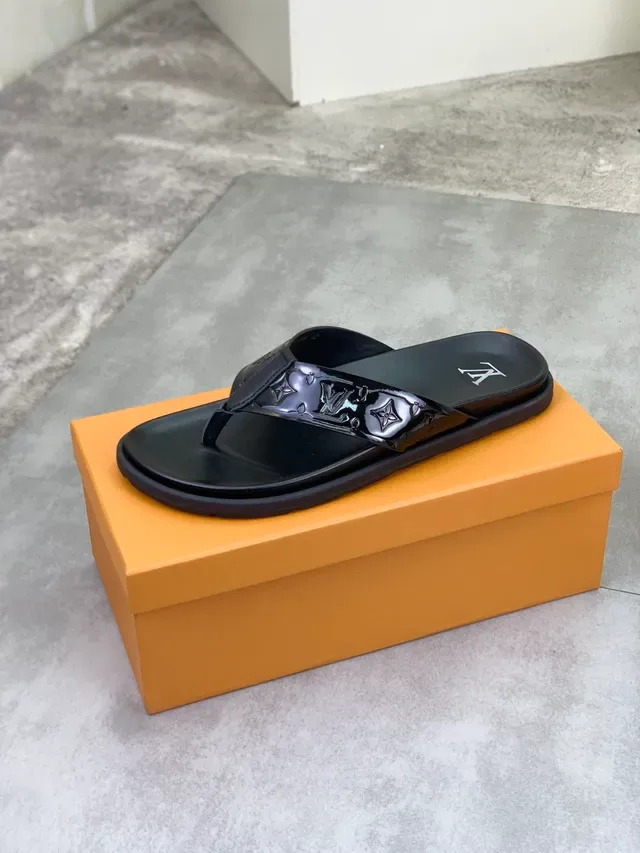 Louis Vuitton Black Monogrammed Thong Slipper 3