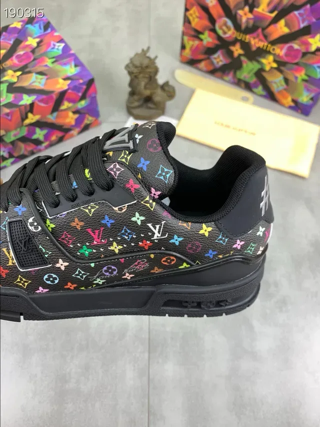 Louis Vuitton Black Multicolor Monogram-Print Upper Low-Top Silhouette Lifestyle Sneakers 4
