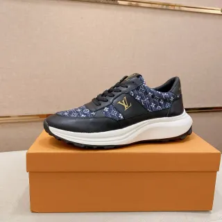 Louis Vuitton Black Navy Monogram Textile Leather Overlays Lifestyle Sneakers