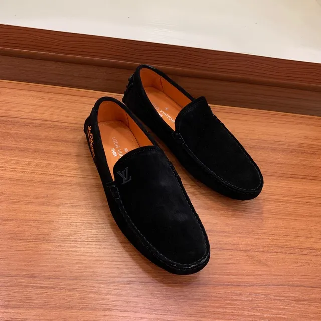 Louis Vuitton Preto Laranja Camurça Superior Monogramado Vamp Loafer 2