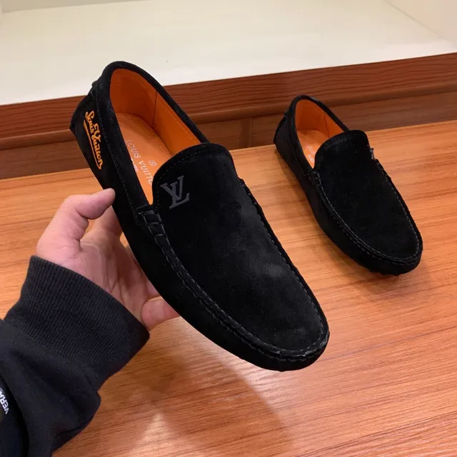 Louis Vuitton Preto Laranja Camurça Superior Monogramado Vamp Loafer 4