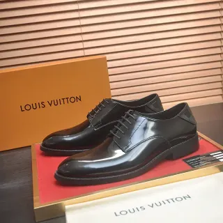 Louis Vuitton Black Patent Leather Cap Toe Oxford Shoes