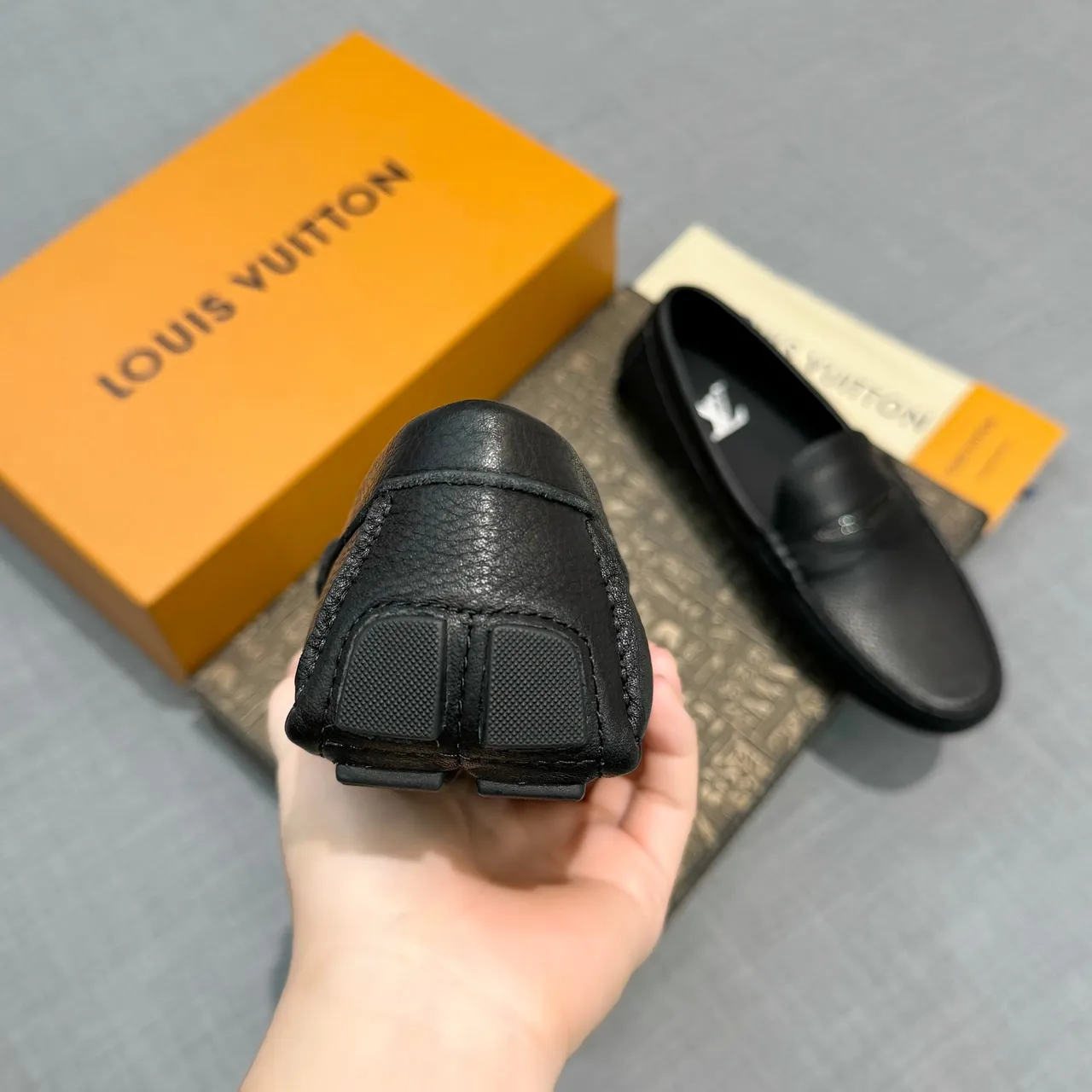 Louis Vuitton Black Pebbled Leather Penny Loafer 5