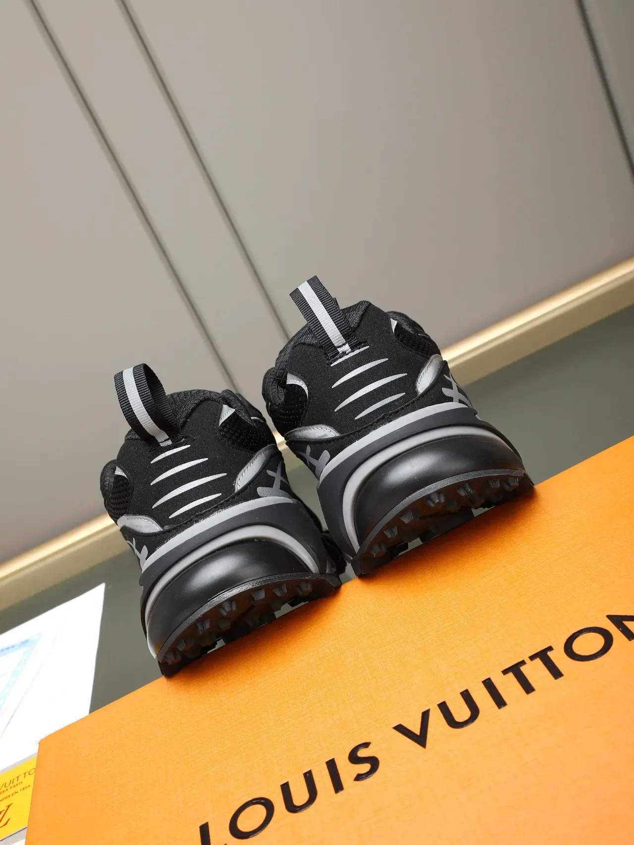 Louis Vuitton Black Silver Sculpted Sole Mesh And Suede Upper Chunky Sneakers 3