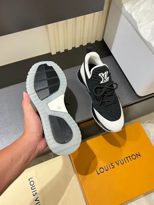Louis Vuitton কালো সাদা নিট উপর Monogram Logo লাইফস্টাইল স্নিকার 4