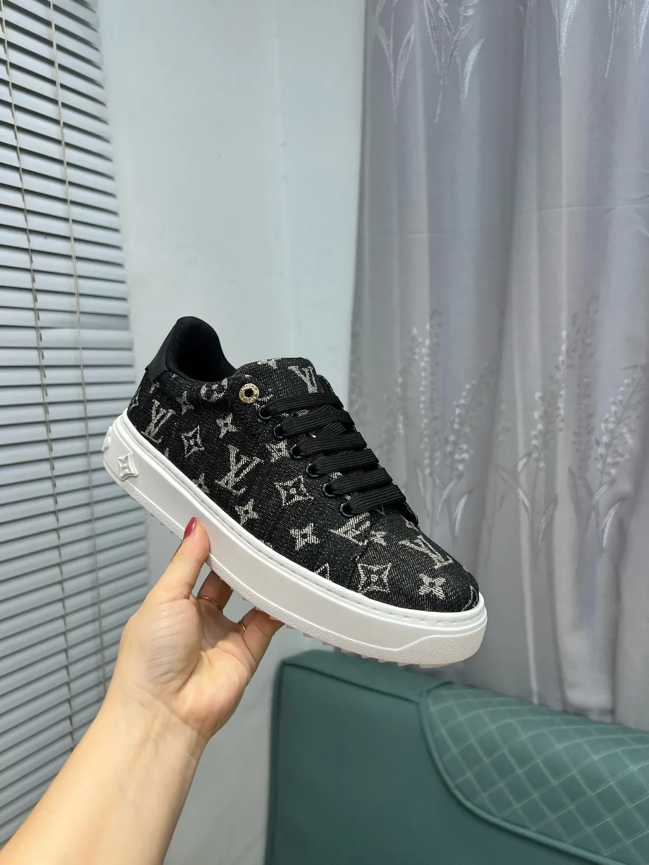 Louis Vuitton Black White Monogram Canvas Low-Top Lifestyle Sneakers 5