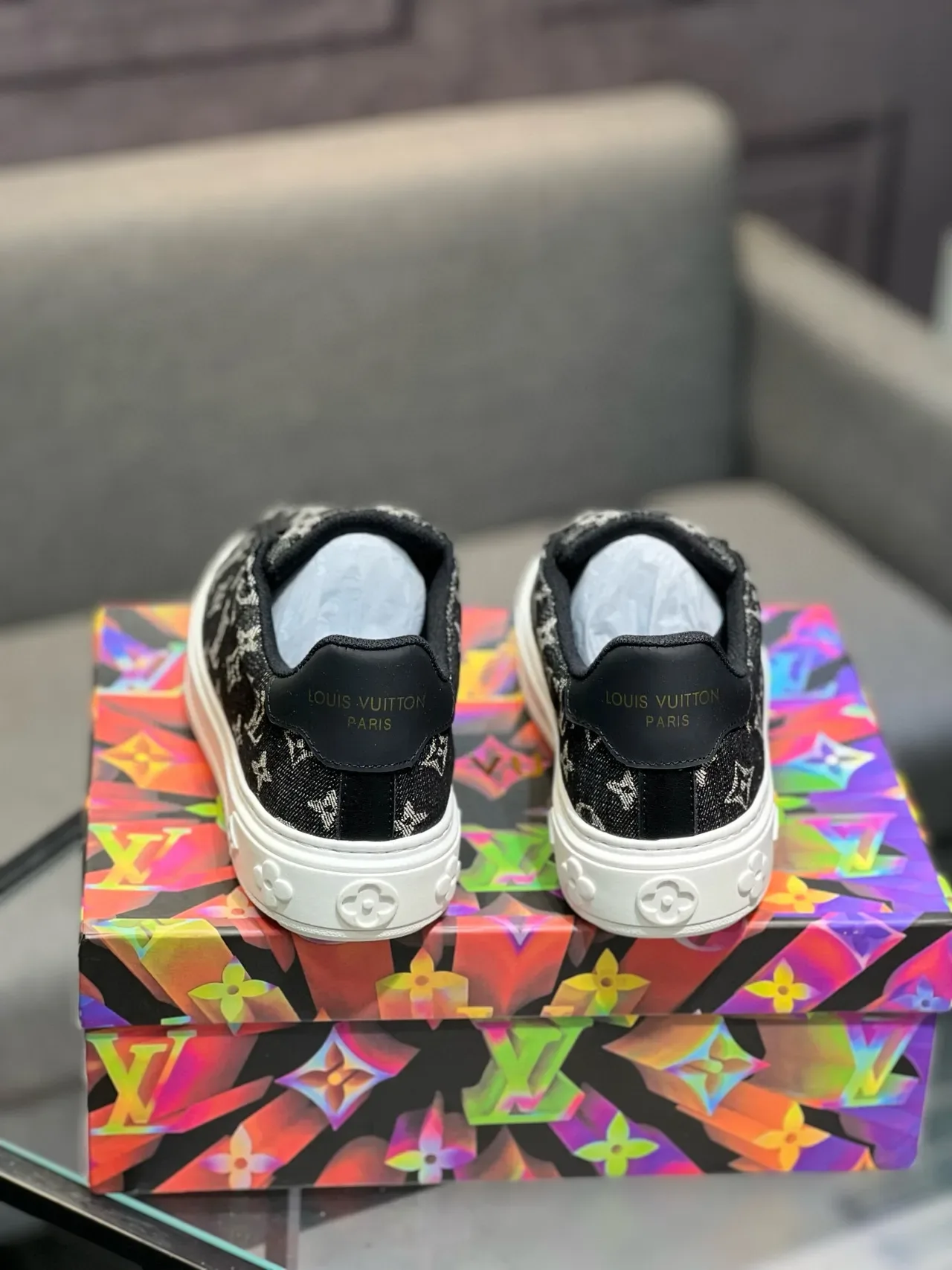 Louis Vuitton Black White Monogram Canvas Low-Top Lifestyle Sneakers 7