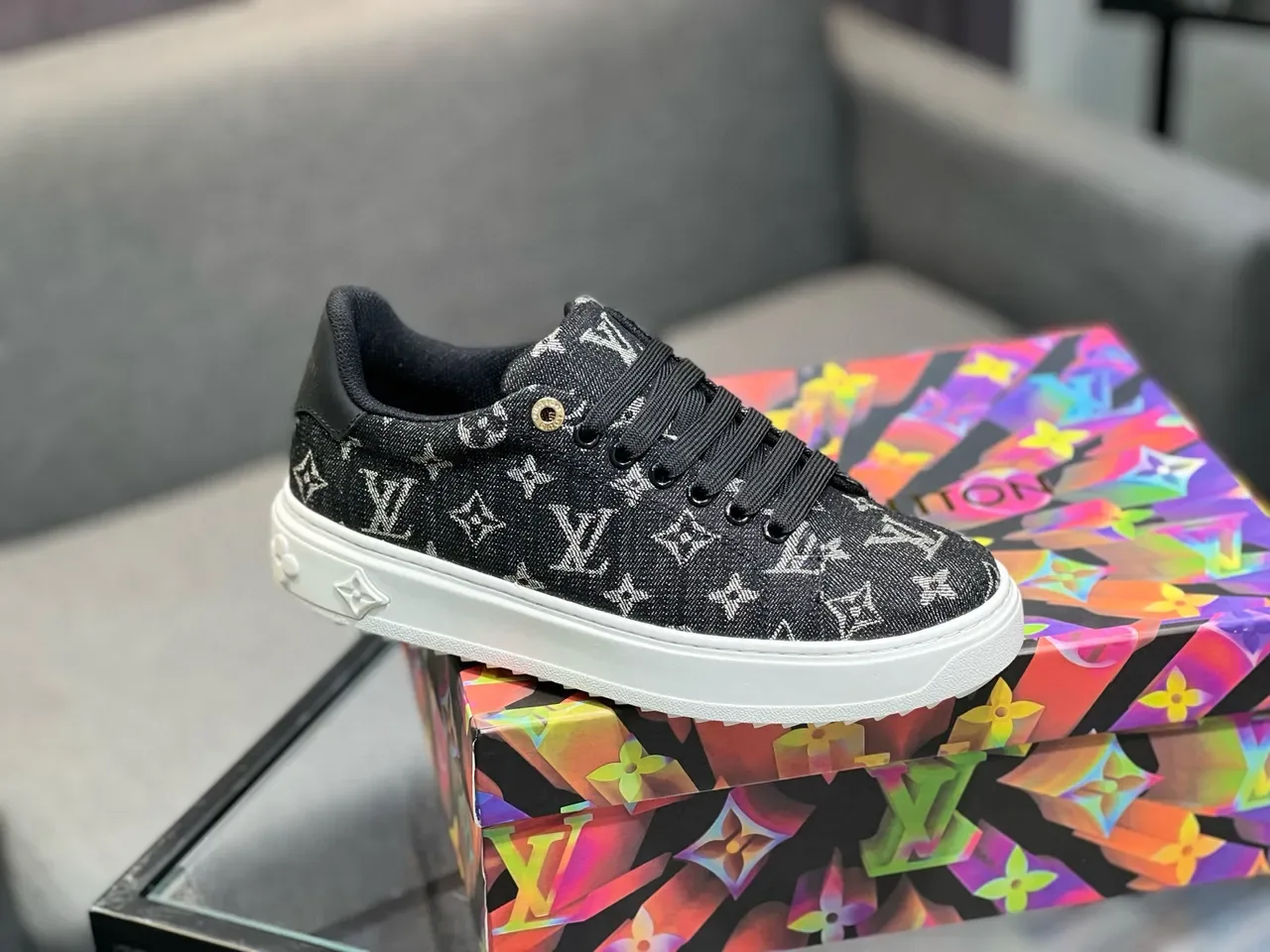 Louis Vuitton Black White Monogram Canvas Low-Top Lifestyle Sneakers 9