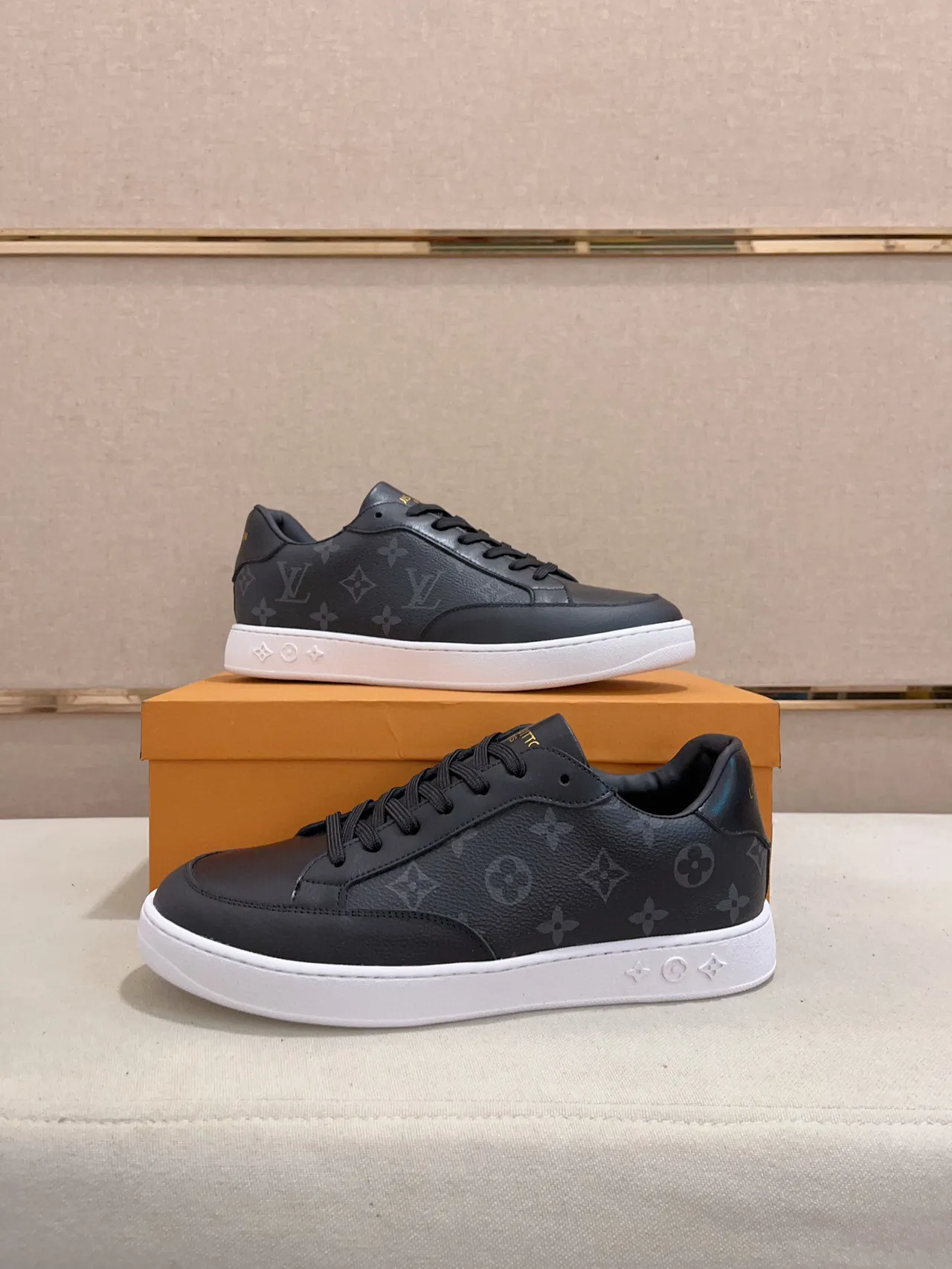 Louis Vuitton Black White Monogram-Printed Leather Low-Top Silhouette Lifestyle Sneakers 5