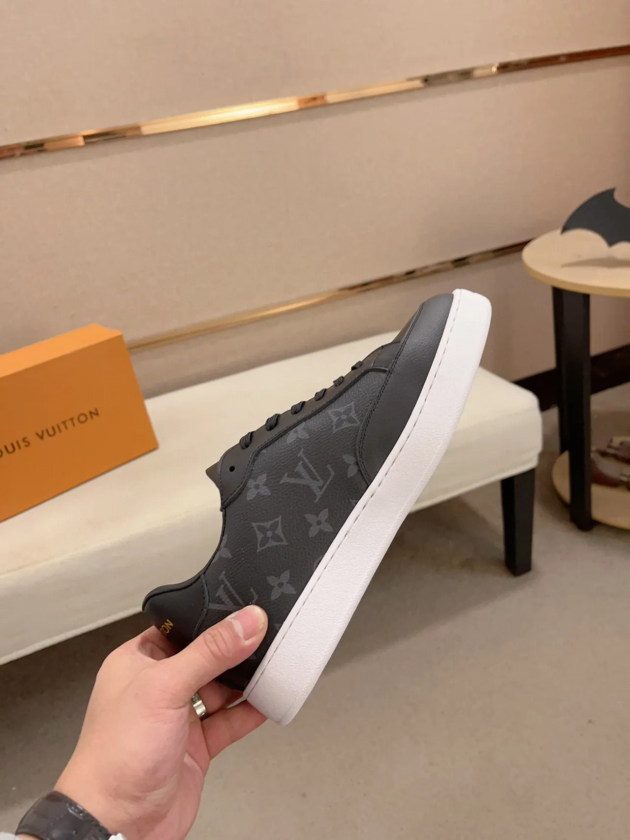 Louis Vuitton Black White Monogram-Printed Leather Low-Top Silhouette Lifestyle Sneakers 6