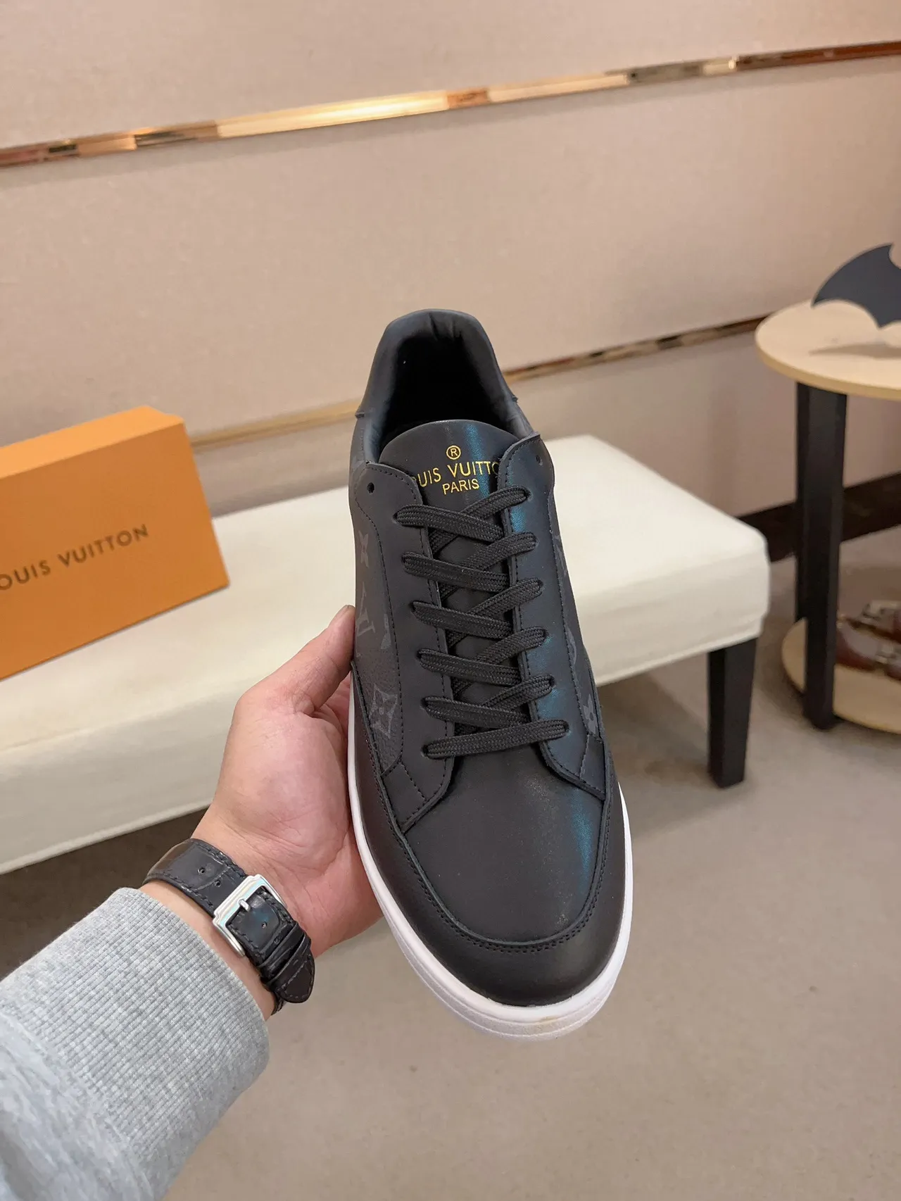 Louis Vuitton Black White Monogram-Printed Leather Low-Top Silhouette Lifestyle Sneakers 9