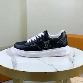 Louis Vuitton কালো সাদা Monogrammed ডিনিম এবং চামড়া উপর প্ল্যাটফর্ম সোল লাইফস্টাইল স্নিকার্স